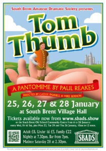 SBADS presents 'Tom Thumb', a pantomime by Paul Reakes. This is an image of the poster.